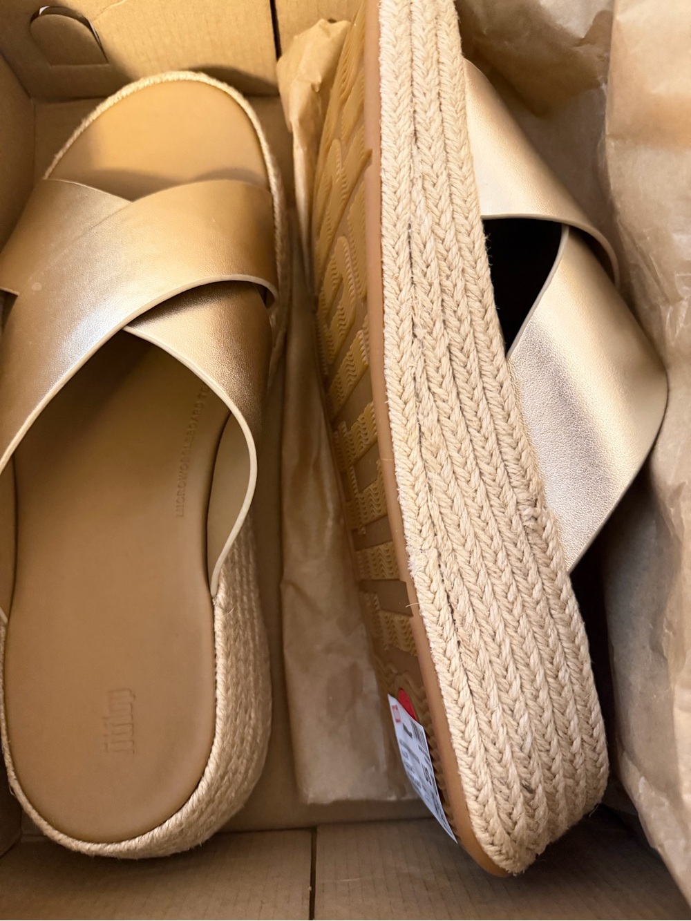 Fitflop Wedge Slide Sandals in Metallic Gold - Women